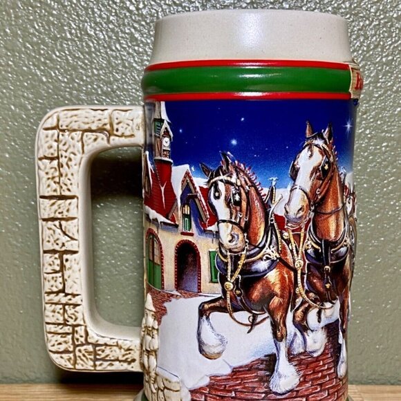 Budweiser Holiday Stein Grant’s Farm 1998 Holiday Anheuser-Busch Mint Brazil - Picture 16 of 16